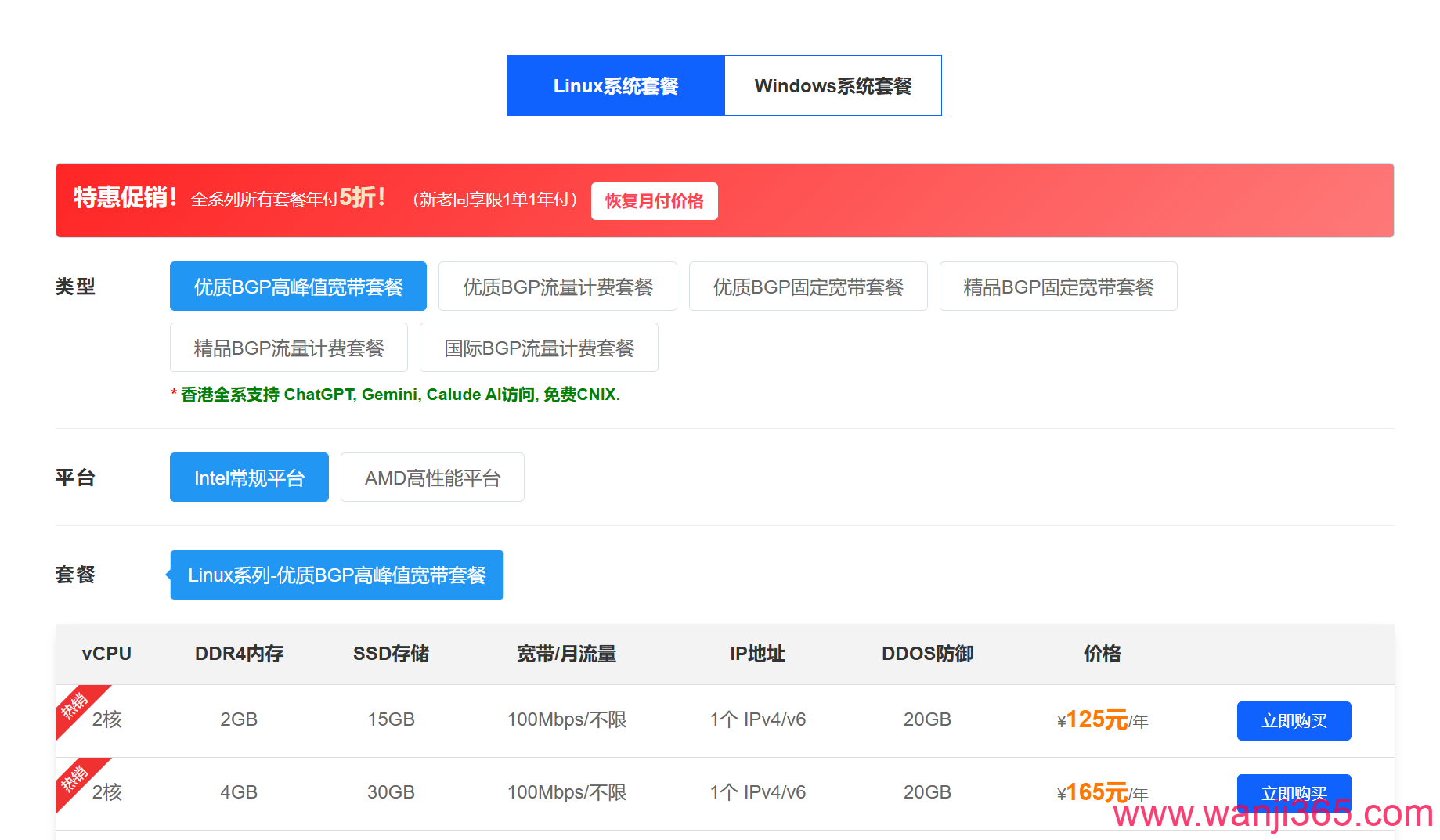 野草云:120/年/香港大陆优化/2核/2G/无限@100M宽带 野草云:120/年/香港大陆优化/2核/2G/无限@100M宽带
